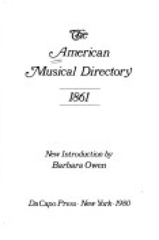 Cover of The American Musical Directory, 1861