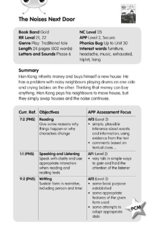 Cover of BC JD Plays Gold/2B The Noises Next Door Guided Reading Card