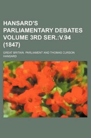 Cover of Hansard's Parliamentary Debates Volume 3rd Ser.