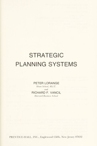 Cover of Strategic Planning Systems