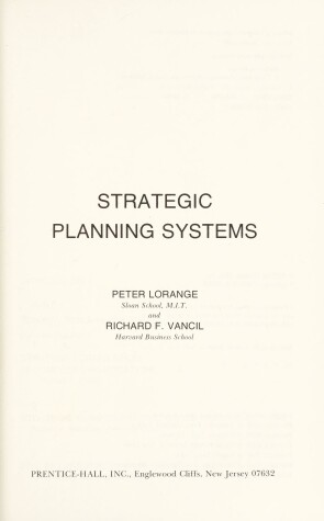 Book cover for Strategic Planning Systems