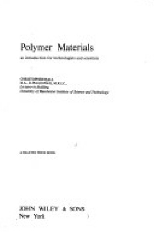 Cover of Hall: Polymer Materials : an Introducti