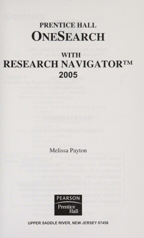 Book cover for OneSearch with Research Navigator, 2005 - nonsalable (VP)