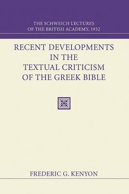 Book cover for Recent Developments in the Textual Criticism of the Greek Bible