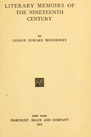 Cover of Literary Memoirs of the Nineteenth Century