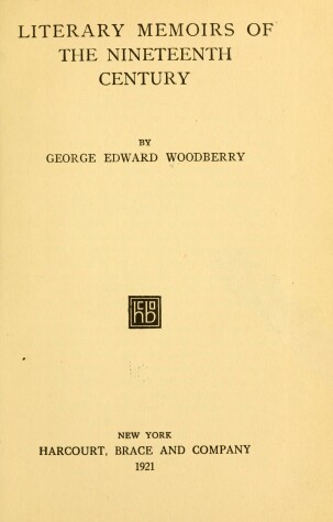 Book cover for Literary Memoirs of the Nineteenth Century