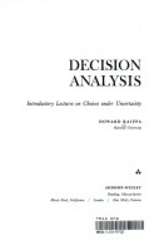 Cover of Decision Analysis