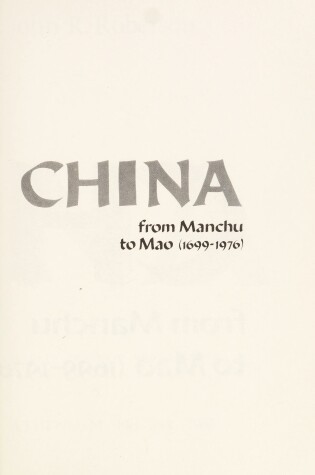 Cover of China from Manchu to Mao (1699-1976)