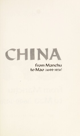 Book cover for China from Manchu to Mao (1699-1976)