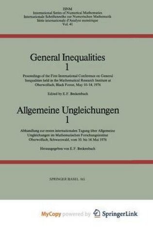 Cover of General Inequalities 1 / Allgemeine Ungleichungen 1