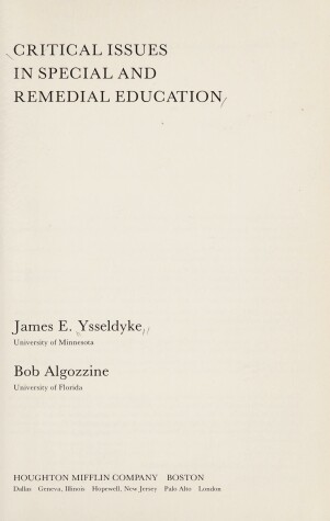 Book cover for Critical Issues in Special and Remedial Education