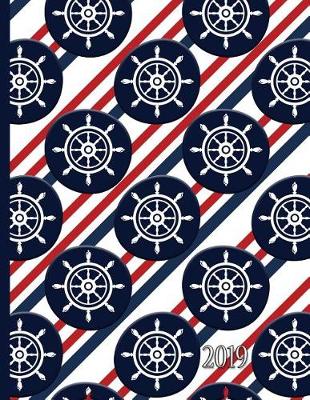 Book cover for Nautical Boat Wheel on Red White and Blue Diagonal Stripes