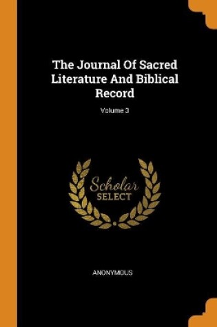 Cover of The Journal of Sacred Literature and Biblical Record; Volume 3