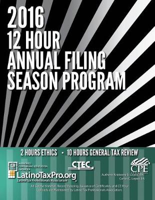 Book cover for 2016 12 Hour Annual Filing Season Program
