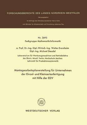 Book cover for Montagearbeitsplanerstellung für Unternehmen der Einzel- und Kleinserienfertigung mit Hilfe der EDV