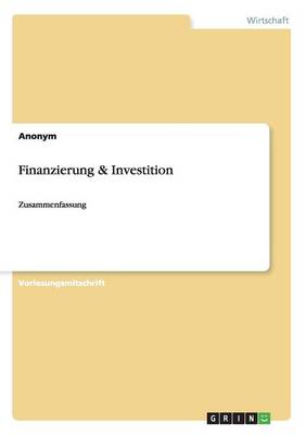 Book cover for Finanzierung & Investition