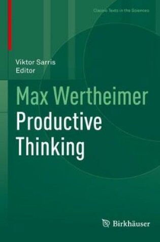 Cover of Max Wertheimer Productive Thinking