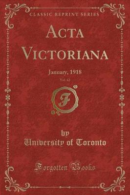 Book cover for ACTA Victoriana, Vol. 42