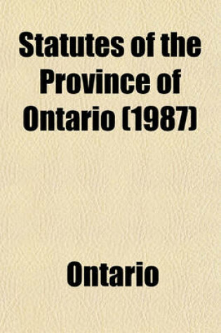 Cover of Statutes of the Province of Ontario (1987)