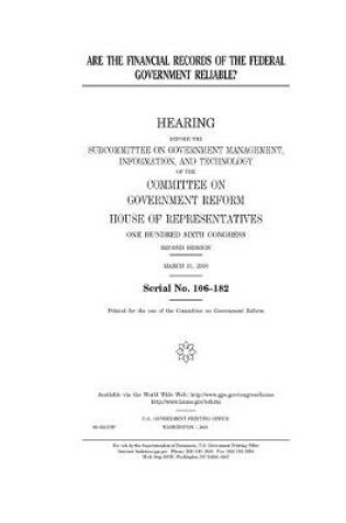 Cover of Are the financial records of the federal government reliable?