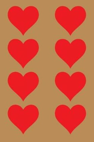 Cover of 100 Page Unlined Notebook - Red Hearts on Tan