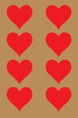 Book cover for 100 Page Unlined Notebook - Red Hearts on Tan