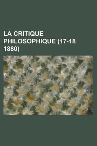 Cover of La Critique Philosophique (17-18 1880)