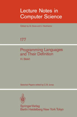 Cover of Programming Languages and their Definition