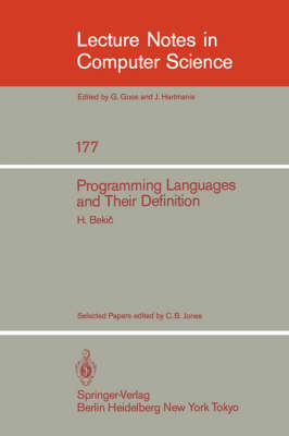 Cover of Programming Languages and their Definition