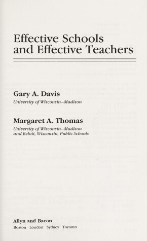 Book cover for Effective Schools and Effective Teachers