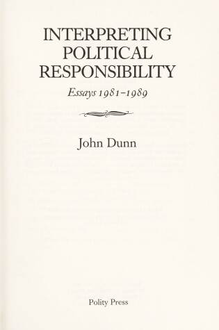 Cover of Interpreting Political Responsibility