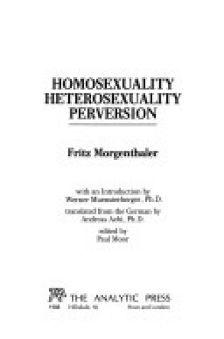 Cover of Homosexuality, Heterosexuality, Perversion