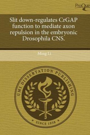 Cover of Slit Down-Regulates Crgap Function to Mediate Axon Repulsion in the Embryonic Drosophila CNS