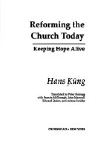 Cover of Reforming the Church Today