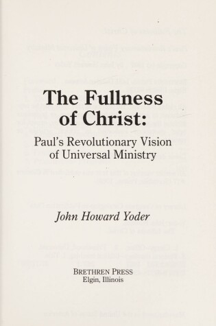 Cover of The Fullness of Christ