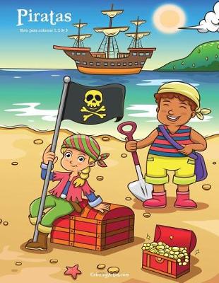 Book cover for Piratas libro para colorear 1, 2 & 3