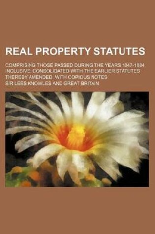 Cover of Real Property Statutes; Comprising Those Passed During the Years 1847-1884 Inclusive; Consolidated with the Earlier Statutes Thereby Amended. with Cop