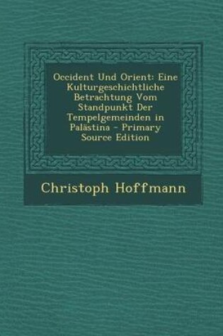 Cover of Occident Und Orient