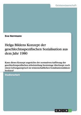 Book cover for Helga Bildens Konzept der geschlechtsspezifischen Sozialisation aus dem Jahr 1980