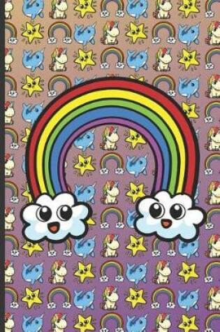Cover of Rainbow Unicorn Narwhal and Stars Notebook