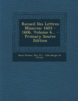 Book cover for Recueil Des Lettres Missives