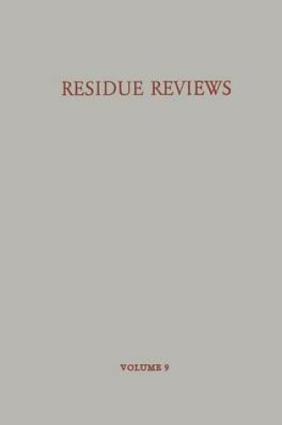 Cover of Residue Reviews / Ruckstands-Berichte