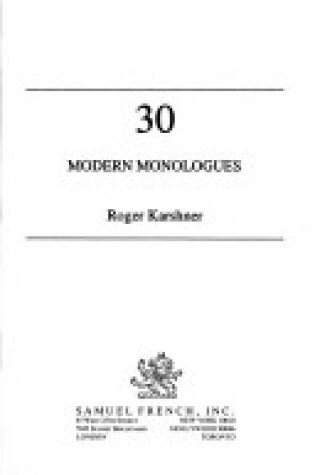 Cover of Thirty Modern Monologues