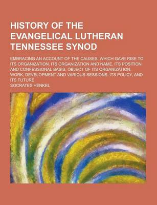 Book cover for History of the Evangelical Lutheran Tennessee Synod; Embracing an Account of the Causes, Which Gave Rise to Its Organization, Its Organization and Nam