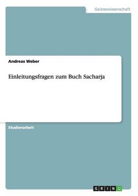 Book cover for Einleitungsfragen zum Buch Sacharja