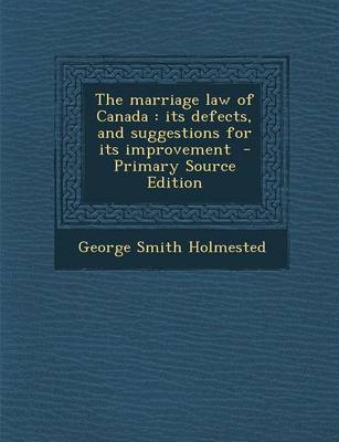 Book cover for The Marriage Law of Canada