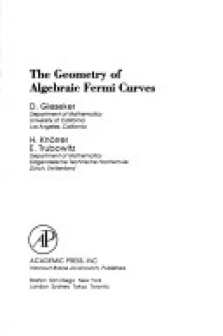 Cover of The Geometry of Algebraic Fermi Curves