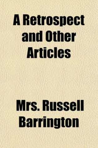 Cover of A Retrospect and Other Articles