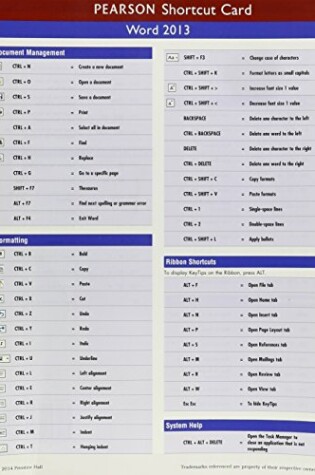 Cover of Prentice Hall Shortcut Card Word 2013