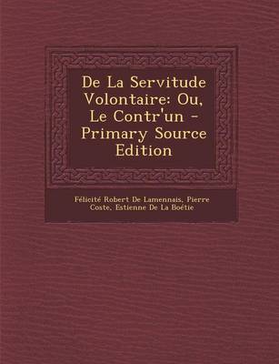 Book cover for de La Servitude Volontaire